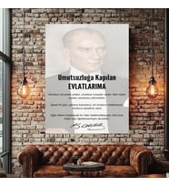 ATATÜRK GENÇLİĞE ÖĞÜTÜ KANVAS TABLO EV DUVAR SALON OFİS DÜKKAN İŞ YERİ HEDİYELİK DEKARASYON SÜSÜ (Çok Renkli)