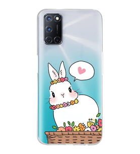 Oppo A52/A72/A92 Uyumlu Sevimli Tavşan Tasarımlı Şeffaf Telefon Kılıfı