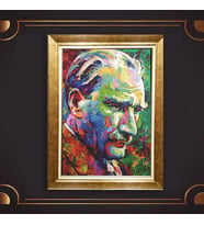 Altın Varaklı Çerçeveli Paspartulu Atatürk Tablo z4671 (Gold)