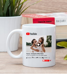 Kişiye Özel Youtube Tasarım Fotoğraflı Beyaz Kupa Bardak