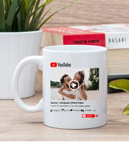 Kişiye Özel Youtube Tasarım Fotoğraflı Beyaz Kupa Bardak