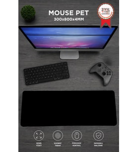 Lenovo Gaming Oyuncu Klavye Fare Altlığı Kaymaz Taban Mouse Pad BK 300*800MM Siyah