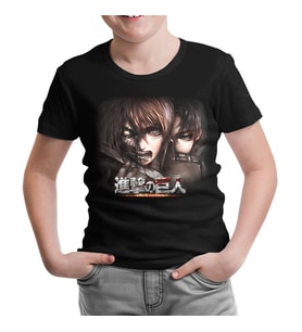 Attack on Titan Siyah Çocuk Tshirt