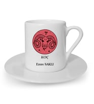 İsme Özel Türk Kahvesi Fincanı Seti - Koç Burcu