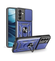Galaxy A17 Kılıf Magnetik Standlı Kamera Korumalı Sürgülü Vega Kapak (Mavi)