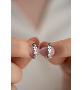 925 Ayar Gümüş Rodyum Kaplama 15 mm Yıldız Çemberi Küpe