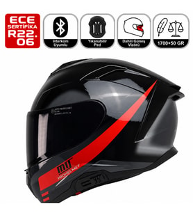 X340 Rosso Motosiklet Kaskı Spoiler Mod Güneş Vizörlü Full Face Kask