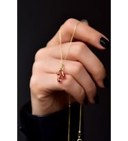 925 Ayar Gümüş Gold Kaplama Temmuz Ayı Doğum Taşlı Kübik Drop Kolye