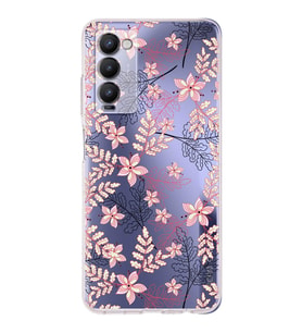 PrintiFy Tecno Camon 18P Uyumlu Kamera Korumalı Floral Kırmızı Tasarımlı Şeffaf Silikon Kılıf
