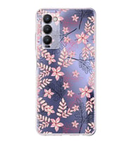 PrintiFy Tecno Camon 18P Uyumlu Kamera Korumalı Floral Kırmızı Tasarımlı Şeffaf Silikon Kılıf