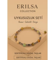 Sertifikalı Yeşil Akik Karnelyan Akik Terahertz Doğal Uykusuzluk Bileklik Seti Huzur Sakinlik Taşı (Çok Renkli)