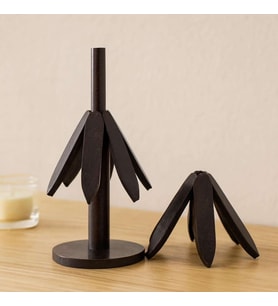 Bambu Ahşap Katlanır Nihale 20 cm - Standlı, Yaprak Desenli (2'li)