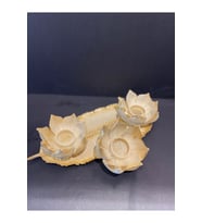 Dekoratif Polyester Üçlü Mumluk Krem-gold Eskitme