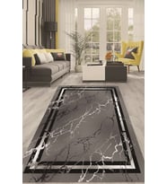 Dijital Kaymaz Taban Yıkanabilir Modern Renkli Salon Halısı Mutfak Halısı Yolluk ND-HT-1260 (Antrasit)