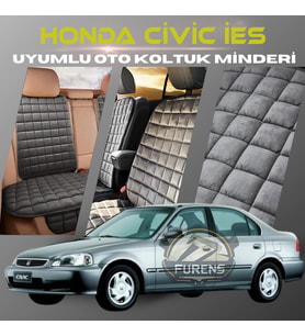 Honda İes Parlak Antrasit Renk Tay Tüyü Cepli & Terletmez Sırtlı Oto Koltuk Minder Seti - Koltuk Koruma Kılıfı (ÖN & ARKA TAM SET)