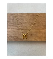 925 Ayar Gümüş Gold Renk M Harfi Kolye Harfli Kolye 45cm