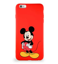 Apple iPhone 6S Plus Soft Premier Kapak Mickey Mouse-E Tasarımlı Silikon Kılıf - Kırmızı (Şeffaf)