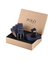 Polo Rucci Kutulu Erkek Çakmak Kemer Cüzdan Hediye Seti SETE-3016-C (Lacivert)