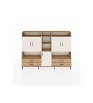 Arges Dolap 12 Raflı 4 Çekmeceli 5 Kapaklı 220x30x163 Çam-Aytaşı/Çam