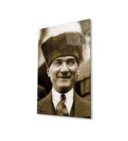 Atatürk Cam Tablo 4mm Dayanıklı Temperli Cam, Atatürk Glass Wall Art (Çok Renkli)