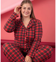 Kadın Düğmeli Büyük Beden Pijama Takımı