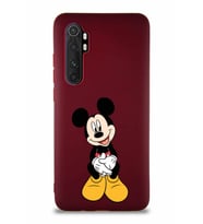 Xiaomi Mi Note 10 Lite Soft Premier Kapak Mickey Mouse-A Tasarımlı Silikon Kılıf - Mürdüm (Şeffaf)