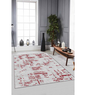 Kırmızı Vintage Kaymaz Taban Makinede Yıkanabilir Halı DR001 - 100 x 160 cm