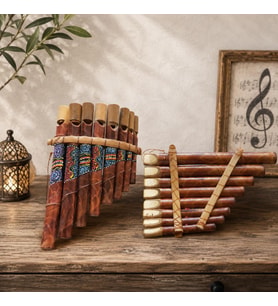 Pan Flüt 8’li Bambu El Yapımı Otantik Müzik Aleti Dekoratif Üflemeli Çalgı