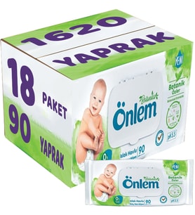 Önlem Islak Havlu Mendil 90 Yaprak Botanika Özlü (18 Li Set) Plastik Kapaklı 1620 Yaprak