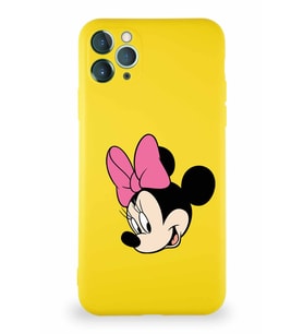 Apple iPhone 11 Pro Max Soft Premier Kapak Minnie Mouse-B Tasarımlı Silikon Kılıf - Sarı (Şeffaf)