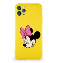 Apple iPhone 11 Pro Max Soft Premier Kapak Minnie Mouse-B Tasarımlı Silikon Kılıf - Sarı (Şeffaf)