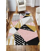 Dijital Kaymaz Taban Yıkanabilir Salon Halısı Mutfak Halısı Koridor Halısı Yolluk ND-HS-232 (Pembe)