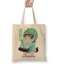 Grumpy Cat Kedi Bez Çanta Uzun Saplı