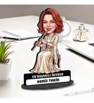 Neyzen Sanatçısı Kadına Hediye Kişiye Özel Karikatürlü Biblo