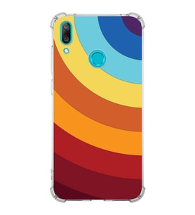 Huawei Y7 2019  Köşe Korumalı Antişok Kapak Renk Cümbüşü Tasarımlı Şeffaf  Kılıf