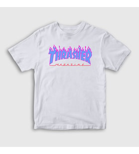 Presmono Unisex Çocuk Beyaz Logo V2 Thrasher T-Shirt 278451tt (Beyaz)