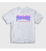 Presmono Unisex Çocuk Beyaz Logo V2 Thrasher T-Shirt 278451tt (Beyaz)
