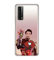 Huawei P Smart 2021 Uyumlu Iron Man Desenli Şeffaf Telefon Kılıfı