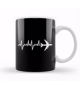 Awesome Airplane Heartbeat Pilot Piloting Aviation Kupa Bardak Porselen