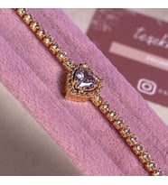 Gold Kalp İşlemeli Bileklik , Altın Kalpli Su Yolu Bileklik , Pandor,a Kalpli Bileklik