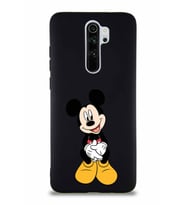 Xiaomi Redmi Note 8 Pro Soft Premier Kapak Mickey Mouse-A Tasarımlı Silikon Kılıf - Siyah (Şeffaf)