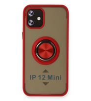 Pilelistore   iPhone 12 Kılıf Montreal Yüzüklü Silikon Kapak - Kırmızı
