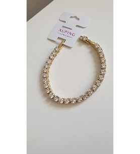 ÇELİK BİLEKLİK XUPİNG SU YOLU BAGET TAŞLI 14 AYAR GOLD RENGİNDE SAVOROSKİ TAŞLI 17+2 CM FMACCESORİES