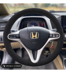 Honda Civic FD6 Direksiyon Kılıfı Alcantara Süet Monza Black Serisi Siyah 2006-2012