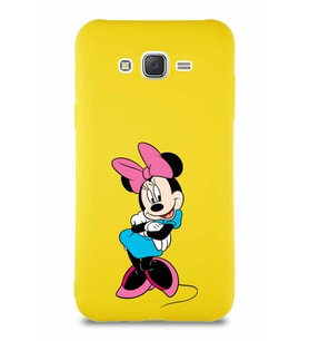Samsung Galaxy J7 Soft Premier Kapak Minnie Mouse-D Tasarımlı Silikon Kılıf - Sarı (Şeffaf)