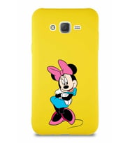 Samsung Galaxy J7 Soft Premier Kapak Minnie Mouse-D Tasarımlı Silikon Kılıf - Sarı (Şeffaf)