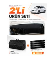 HYUNDAİ ACCENT ERA (2006-2011) Uyumlu Torpido Örtüsü + Deri Bagaj Çantası + Sticker Seti - Siyah