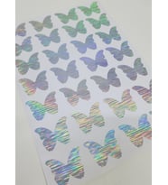 Yapışkanlı Sticker Kelebek Şekilli Sticker Etiket Holografik Renkli 28 Adet 3.5x4.5 cm