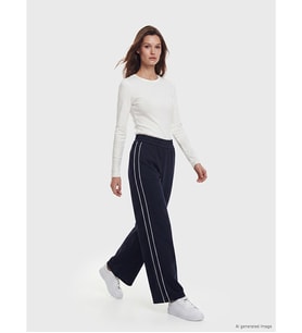 LCW Modest Lacivert Şeritli Soft Touch Kadın Eşofman Altı
