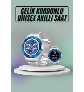 Mey İthalat® Akıllı Saat Çelik Kordonlu Amoled Ekran Android İos Uyumlu Çağrı Cevaplayabilen